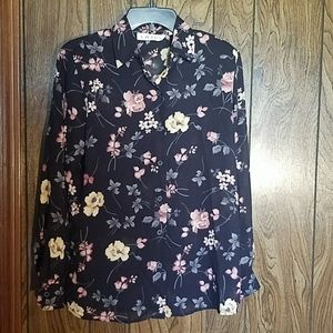 Chaus button up flowered blouse